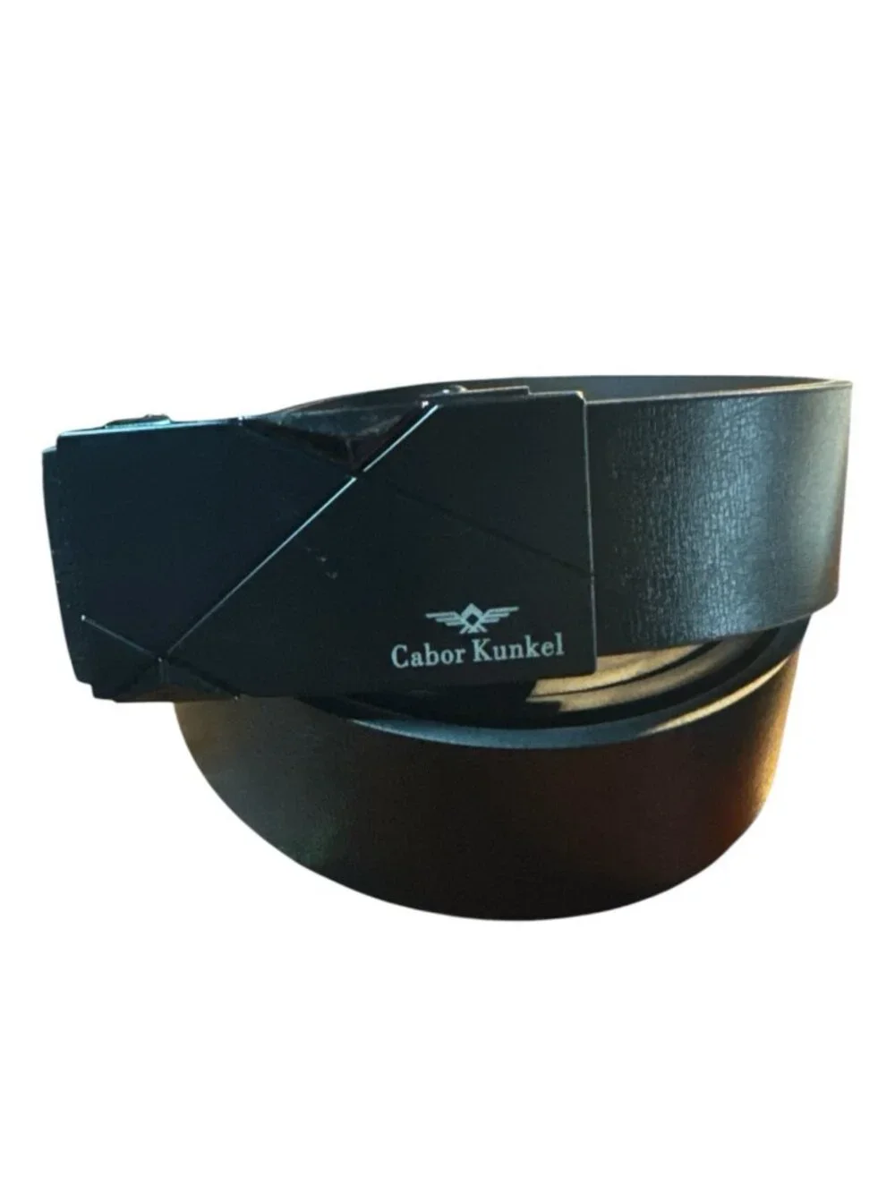 Elegant Fashion Men Belt Black Triangle Alloy Buckle Black Length 50.5